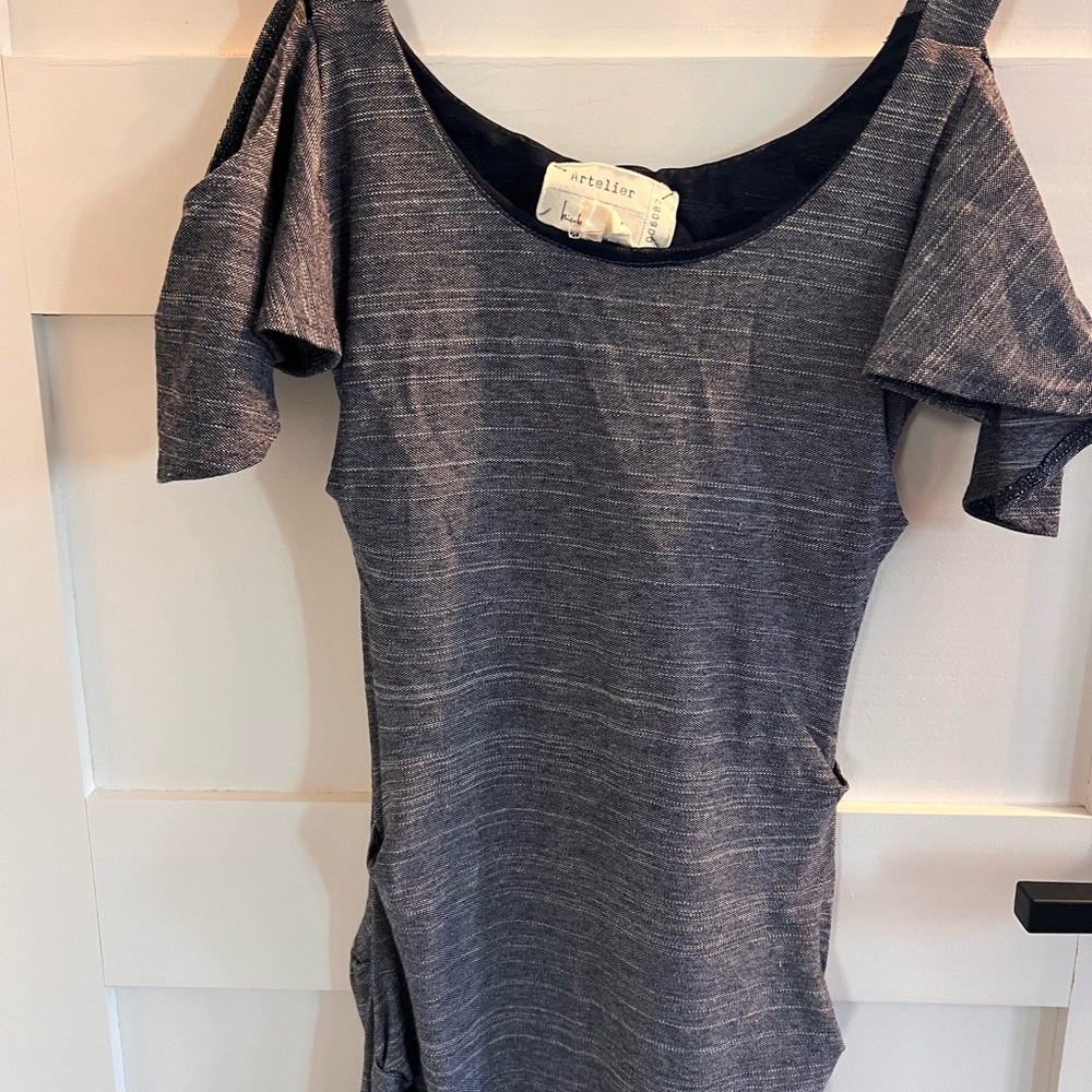 Nicole Miller denim stretch dress with cold shoulder